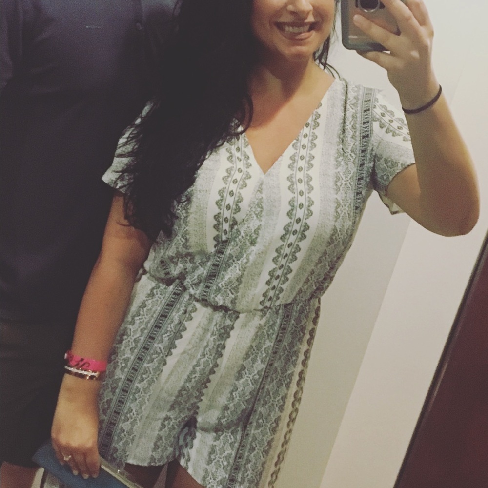Black and white Romper with dress back